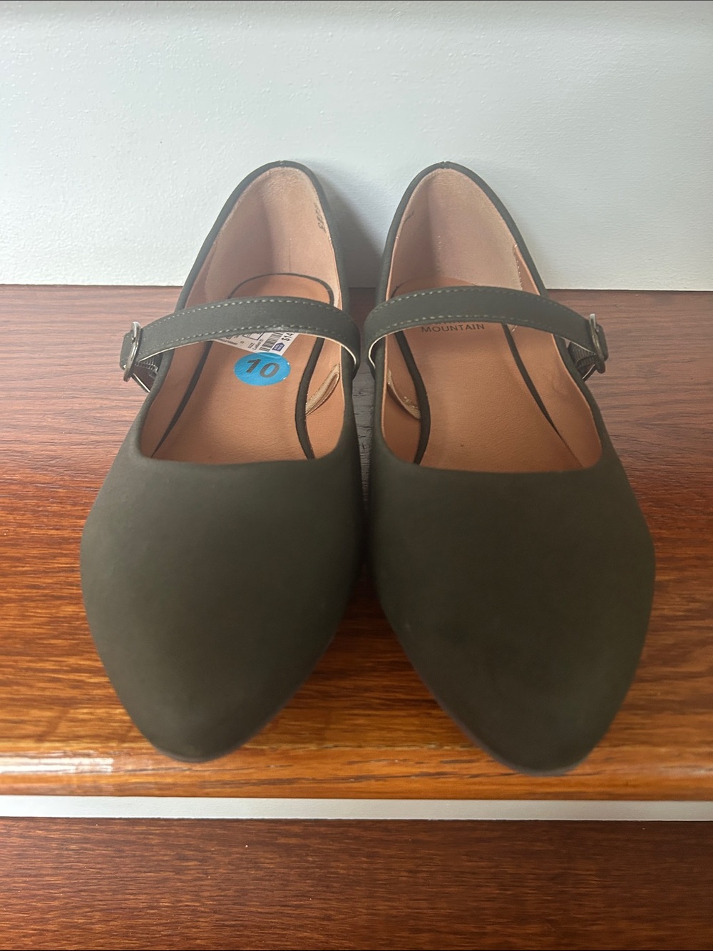 White Mountain Olive Green Mary Jane Flats